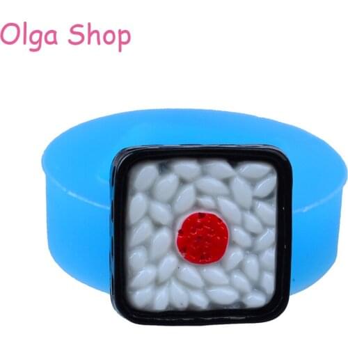 GYL499 22.2mm Square Sushi Silicone Mold Dollhouse Food Chocolate Candy Cookie Biscuit Resin Jewelry Pendant Charm Earring Mold