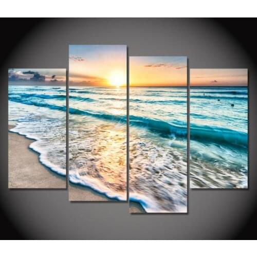 HD Print 4pcs canvas art sea beach seascape painting modern home decor wall art picture for living room decor painting /PT0412