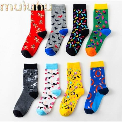 Cotton socks women Cute Jacquard Plants Printing Pattern Art Socks Women Korean Animal Funny Socks Christmas Elk Kawaii sokken
