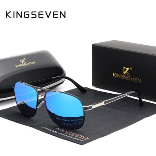 KINGSEVEN 2019 Stainless Steel Square Sunglasses Mens Polarized Mirror Sun Glasses Pilot Female Eyewears Accessories N738