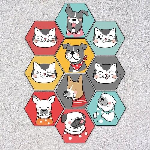 Creative Childrens Room Kindergarten Cartoon Animals DIY Decorative Hexagonal Floor Stickers Waterproof Wear-resistant Non-slip