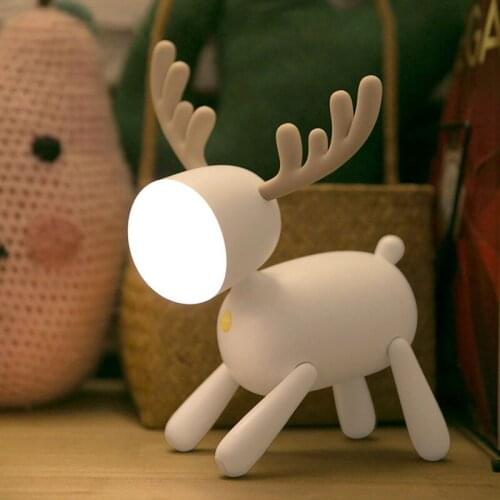 Creative Moose Night Lamps Cartoon Gift Elk Student Bedroom Sleeping USB Charging Led Childrens Eye Protection Bedside Lights