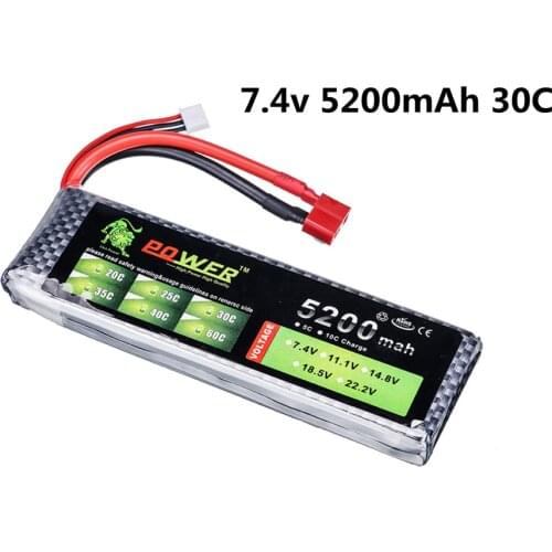 Lion Power 7.4V 5200mAh Lipo Battery 30C 2S Battery 2S LiPo 7.4 V 5200 mAh 30C 2S 1P Lithium-Polymer Batterie For RC car