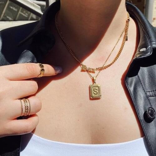 Fashion A-Z Initial Necklaces Pendants Bridal Jewelry Men Women Letter Medallion Necklace Accesorios Mujer 2020 Choker