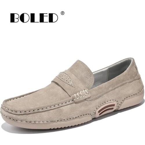 Soft Suede Leather Casual Shoes Men Fashion Driving Shoes Classic Slip On Comfort Loafers Moccasins Non-Slip Walking Men Shoes