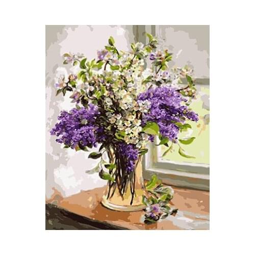 PAINTBOY Framed DIY Painting By Numbers Flowers Coloring By Numbers Hand Painted On Canvas Home Decor Wall Art