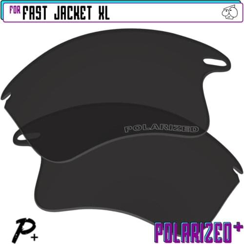 EZReplace Polarized Replacement Lenses for - Oakley Fast Jacket XL Sunglasses - Black P Plus