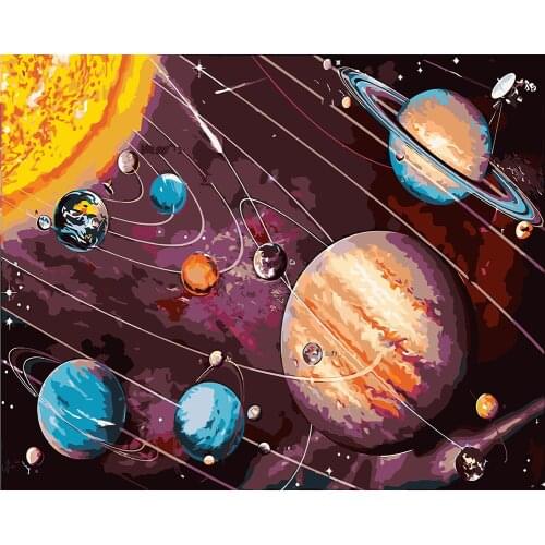 Earth Space DIY Frame Painting By Numbers Modern Wall Art Picture Coloring By Numbers Unique Gift Paint By Number For Home Decor