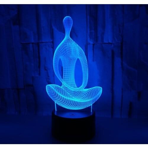 Yoga Meditator Colorful Touch 3d Night Table Lamp For Bedroom Crack Stereo Vision Night 3d Stereo Lighting Table Lamp