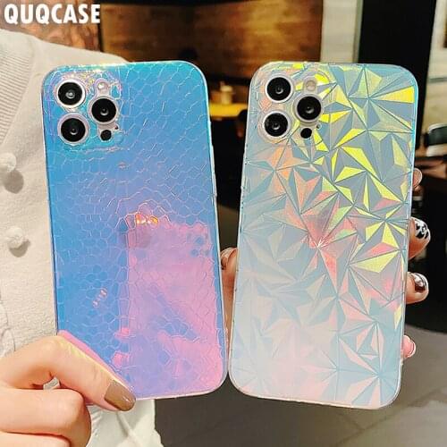 Luxury 3D Laser Rainbow Color Transparent Case For iPhone 11 Pro Max 12 Mini 13 7 8 Plus XS XR X SE 2020 Shockproof Matte Cover