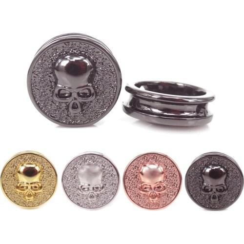 Mixed Jewelry Beads Rose Gold Black Gold Silver Color Skull Beads For Handmade Bracelet DIY Round Skull Spacer Metal Bead
