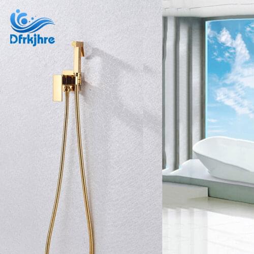 Shower Faucet Bathroom Brass Chrome Bidet Faucet Shower Tap Mixer Crane Washer Mixer Cold And Hot Water Square Shower Spray Head