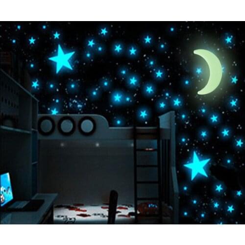 Luminous Moon Stars Wall Stickers For Kids Room Bedroom Decor Glow In The Dark Wall Decals Noctilucent Stickers Home Decor