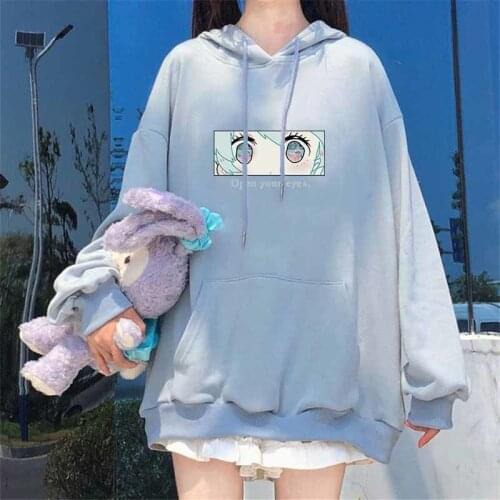 Cute Amine Hoodie Girl Autumn Fashion Sweatshirt Women Korean Long Sleeve Cartoon Tops Vintage Oversize Hooded Pink Hoodie Girl