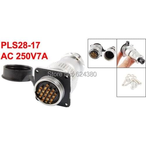 Waterproof Aviation Connector 17 Pin 17P Electric Deck Circular Plug Socket Adapter Female Male 7A 250V AC Discount PLS28-17