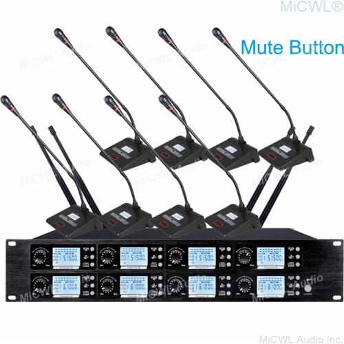 MiCWL High Sensitivity Condenser 8 Gooseneck Microphone Wireless Conference Table Digital Mics System With One Key Mute Function