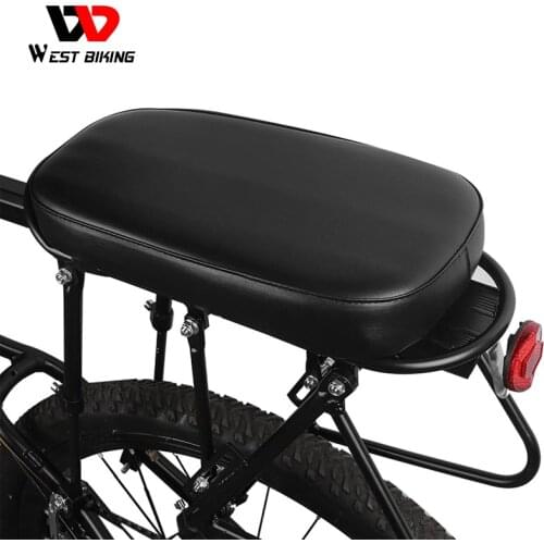 WEST BIKING Bicycle Saddle PU Leather Soft Thickness Elastic Sponge MTB Bike Saddle Rear Seat Rack Cushion Cycling Saddle Pad