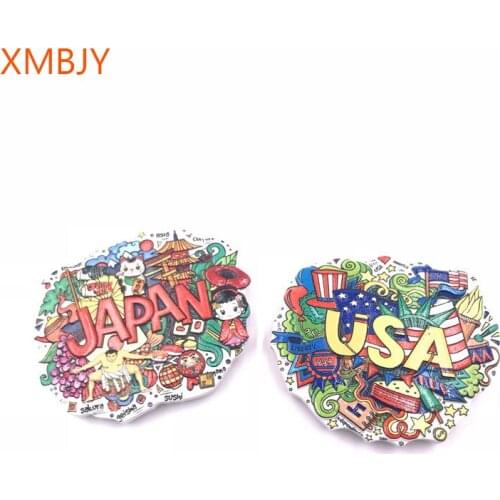 Japan USA 3D Embossed Refrigerator Stickers Resin Creative Souvenir Magnetic Refrigerator Paste Fridge Magnet Gift