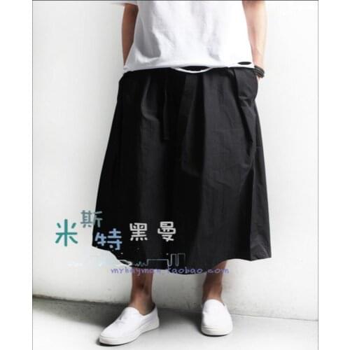 27-44 2020 New Retro Skirt Pants Men Fashion Culottes Pants Loose Casual Wide Leg Pants Hairstylist Nightclub Singer Costumes