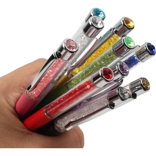 3PCS 10 Colors Kawaii Crystal Ballpoint Pen Fashion Creative Diamond on Top for Writing Stationery Office & School Pen Ballpen