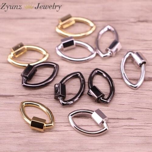 5PCS, 12*19MM, Mix Oval Screw Clasps, Connectors for Necklace or Bracelet, Brass Carabiner Clips Jewelry Findings