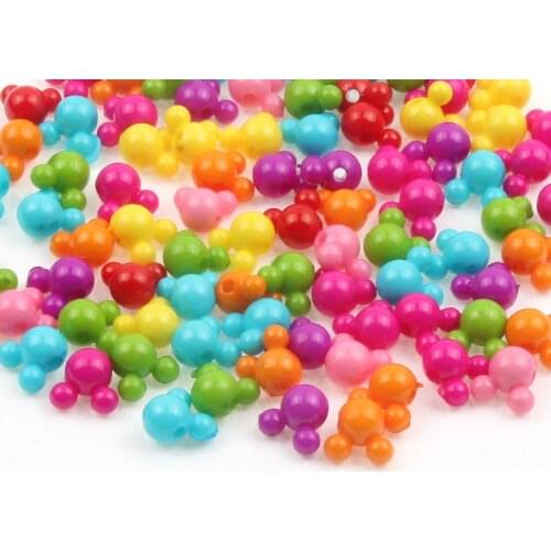 11x12mm 50pcs Colorful Mickey Head Shape Acrylic Beads For Handmade DIY Necklace Bracelet Jewelry Making Wholesale