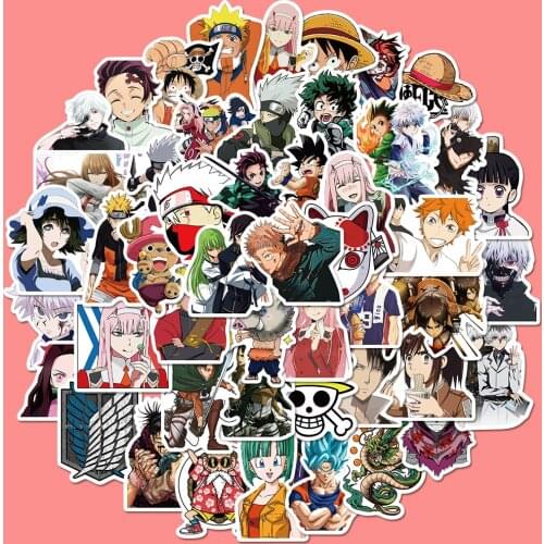 50PCS/Pack Cartoon Anime Collection Stickers Waterproof PVC Anime Skateboard Guitar Laptop Luggage Sticker Kids Toy