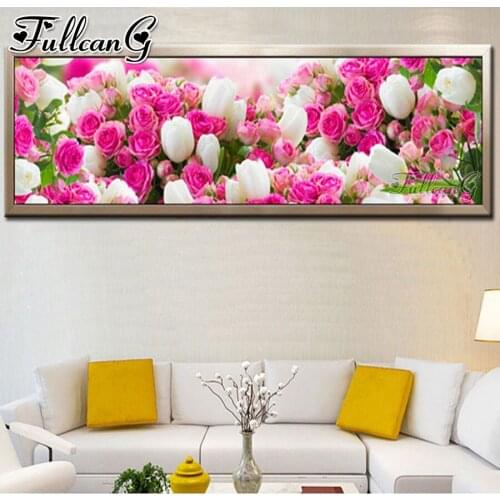 FULLCANG Fresh flowers diy 5d full square round drill diamond embroidery sale large mosaic painting wall decoration FC3703