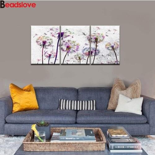 Colorful Dandelion Flower DIY Diamond Embroidery 5d Full Square round Diamond Painting Butterfly flower Home Decoration Gift