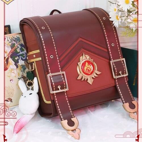 Anime Genshin Impact Klee Cosplay Bags For Women Backpack Vintage Travel Student Totes Fashion Daily Shouder Bag Wallet Purse