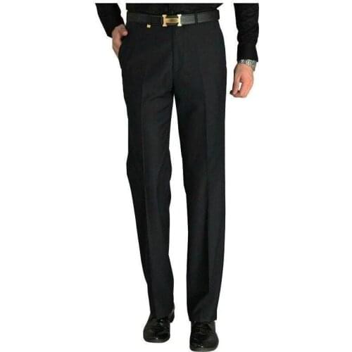 Winter Mens Pants Thick Black Dress Pants Straight High Waist Trousers Anti-Wrinkle Smart Casual Pants Suit Trousers for Men