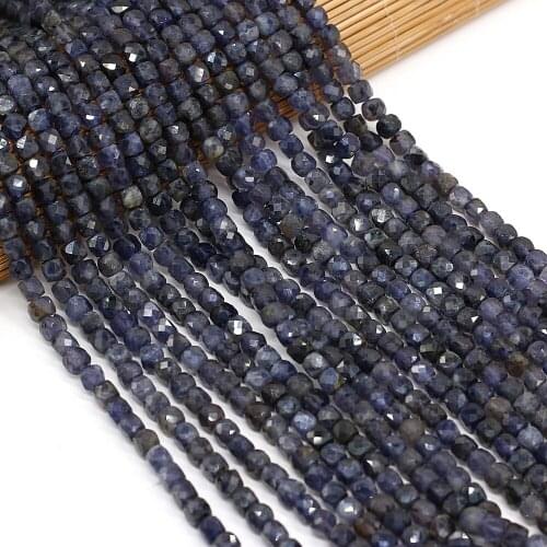 5mm Beaded Natural Semi-Precious Stones With Irregular Faceted Square Iolite Spacer Loose Beads for Jewelry Making DIY Bracelet