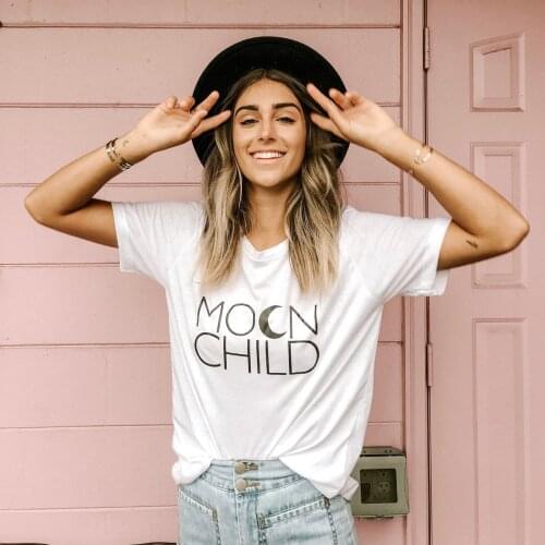 MOON CHILD print Boyfriend Tee Moon Child Tshirt Stay Wild Moon Child Moon Child Shirt Astrology Tee summer shirt graphic tees