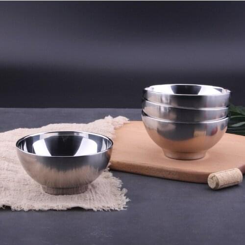304 Stainless Steel Childrens Dinner Bowl Adult Baby Tableware Double Insulation and Anti-scald Household Small Bowl Soup Bowl