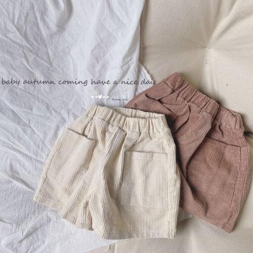 Autumn Kids Shorts Cotton Shorts for Boys Girls Brand Shorts Toddler Panties Children Corduroy Short Pocket Pants Baby Clothing