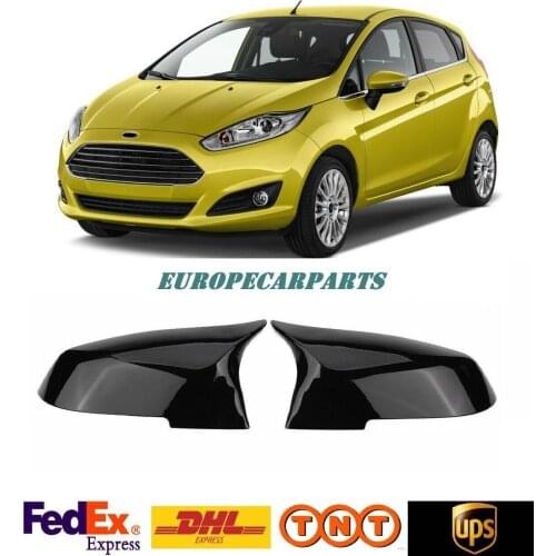 For Ford Fiesta 2008-2017 Bat Mirror Cover Piano Black 2 pieces