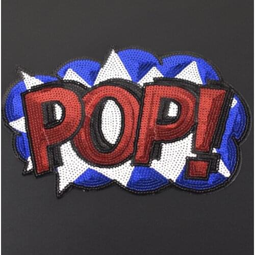 T shirt Women iron on patch sequins 24cm big POP! deal with it biker patches for clothing stickers 3d t shirt mens free shipping