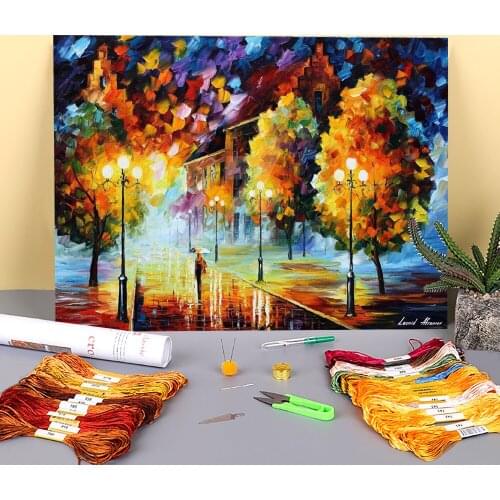 City Sleeps Printed Fabric 11CT Cross-Stitch DIY Embroidery Patterns DMC Threads Handmade Handicraft work Sewing Decor