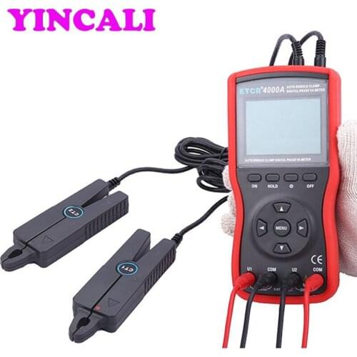 Intelligent Double Clamp Digital Phase Volt-Ampere Meter ETCR4000A Digital Phase Sequence Meter Measures 0mA-20.0A, AC 0.0V-600V