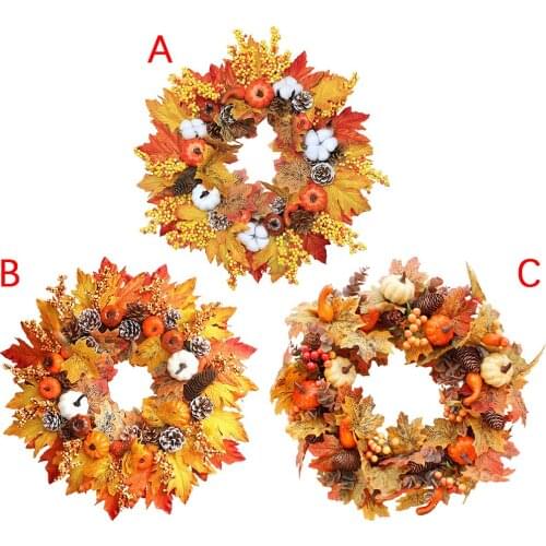 Pumpkin Maple Wreath Autumn Festival Wreath Door ing Home Decor Berries Maple Leaf Home Decoration Thanksgiving Gifts