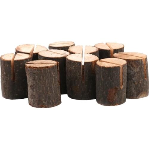 20PCS Mini Wooden Log Place Name Holders Menu Photo Rustic Table Decor Wedding Party Birthday Supplies