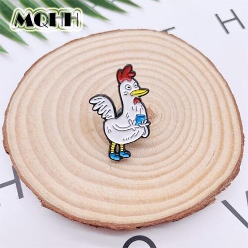 Cartoon Creative Cute Animals Rooster Books Books Enamel Pins Brooches Punk Alloy Badges Clothes Bags Accessories Women Jewelry