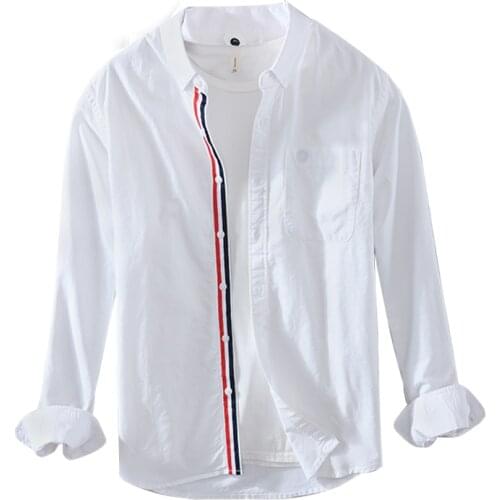 Men Shirts 2020 Long Sleeve Smart Casual Tops 100% Cotton Solid Color Turn-down Collar Male Fashion Clothing Trends