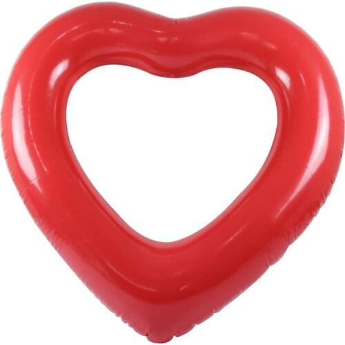 OOTDTYInflatable Swim Ring Red Heart-Shape Floating Tools Swimming Pool Life Buoy