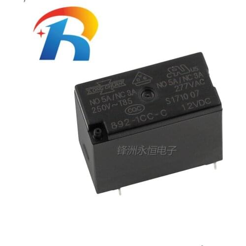 Free shipping 10PCS/Lot NEW 892-1CC-C 892-1CC-C-12VDC/892-1CC-C-24VDC 12V/24V 5A 5Pin Relay