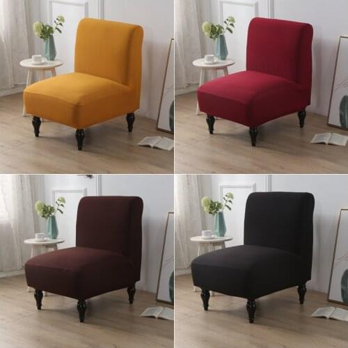 Solid Color Spandex Accent Armless Chair Cover Single Sofa Slipcovers Nordic Stretch Chairs Covers Elastic Couch Protector Cover