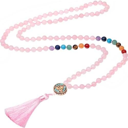 TUMBEELLUWA Boho Necklace Tassel Necklace 7 Chakra Stone beads Long Fringe Bohemian Necklace Women Jewelry