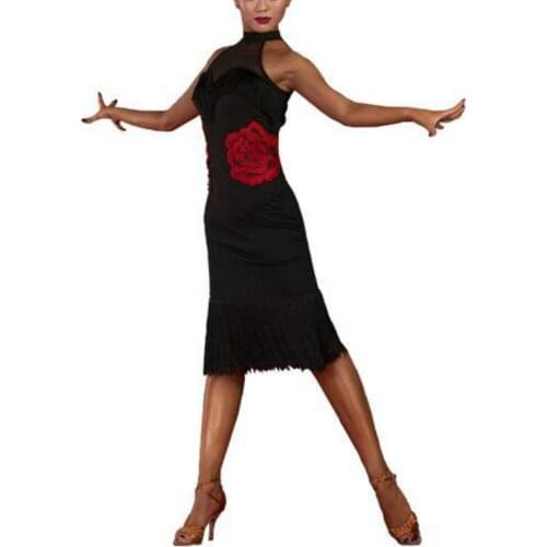 Wrap Knee-Length Latin Dress with Tassels 226-637