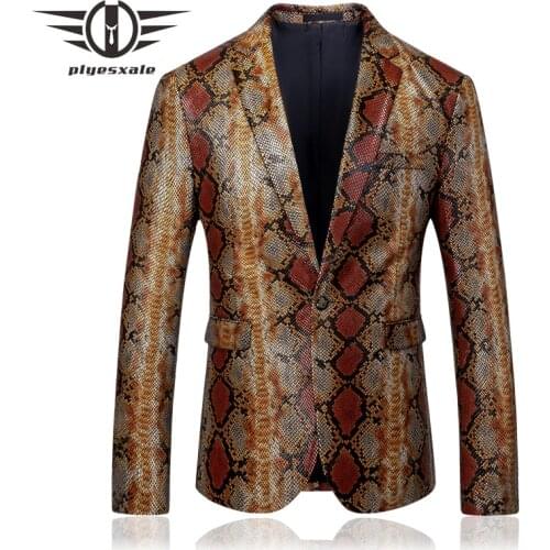Plyesxale Snake Grain Pattern Mens Velvet Blazers Fashion Designs Men Casual Blazer Slim Fit Elegant Prom Party Blazer Man Q27