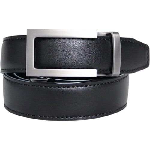 Men Designer Luxury Automatic Buckle Belt Classic Leather Trendy Sliding Ratchet Belts Male Waist Black Blue 3.0cm Width